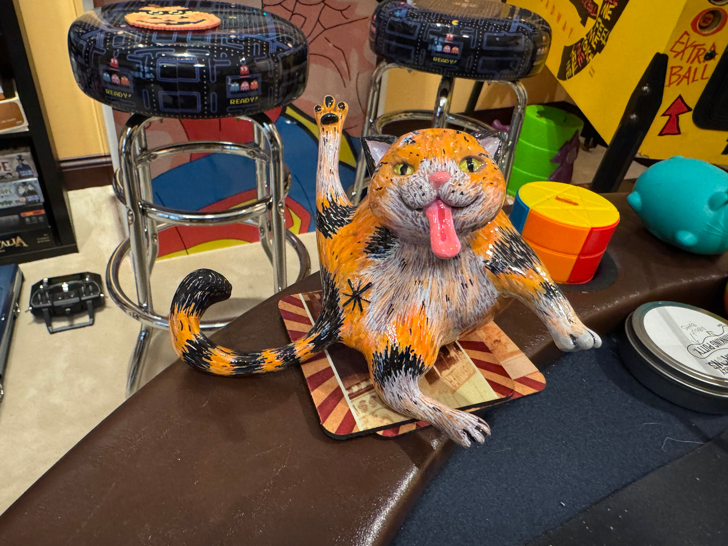 Collectible Whoreable Cat Figurine - orange and black cat