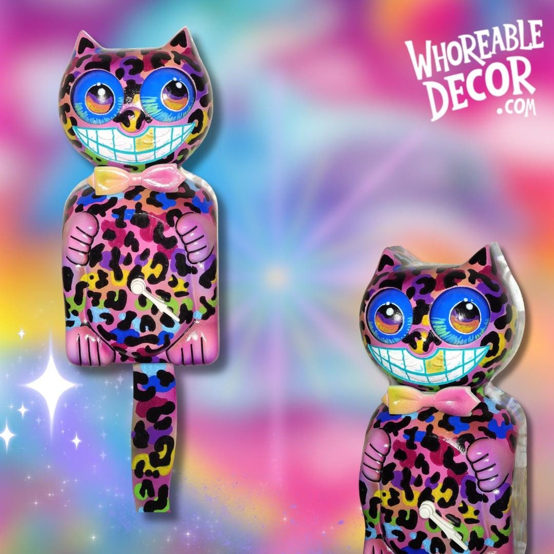 Rainbow Leopard (Lisa Frank inspired) - Kit Cat Klock