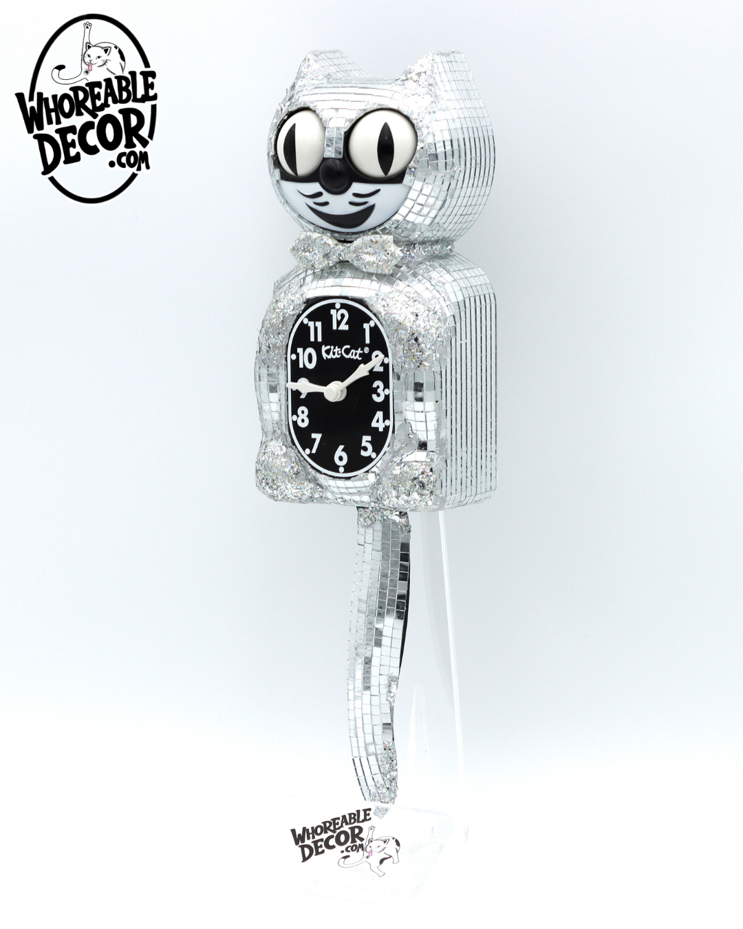 Mirrorball - Custom Kit Cat Clock - Whoreable Decor