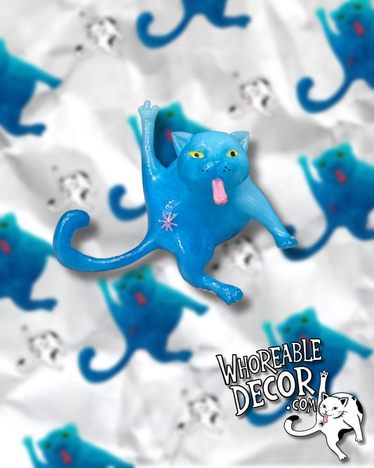 Collectible Whoreable Cat Figurine - Blue Ice