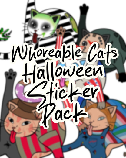 $5 Whoreable Cat Stickers Halloween Pack