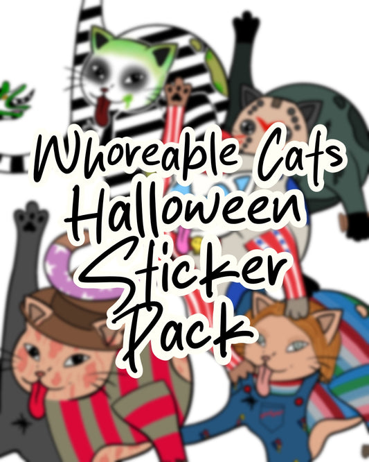 $5 Whoreable Cat Stickers Halloween Pack