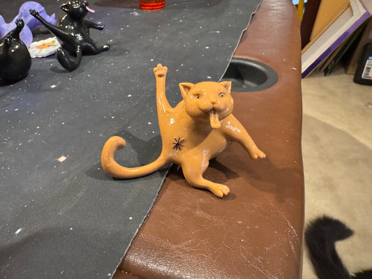 Collectible Whoreable Cat Figurine - Red Clay color