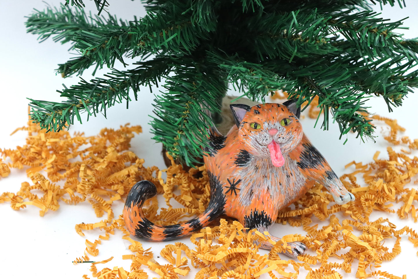 Collectible Whoreable Cat Whornament - orange and black cat