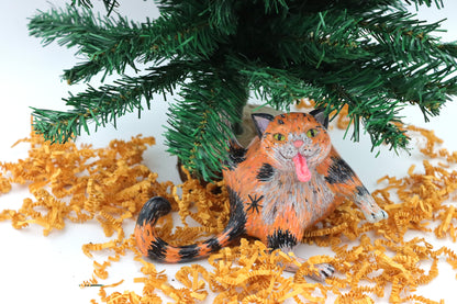 Collectible Whoreable Cat Whornament - orange and black cat