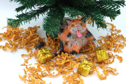 Collectible Whoreable Cat Whornament - orange and black cat